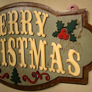 Farmhouse Merry Christmas Wood Sign: Holiday Home Decor (24x13) 画像 4
