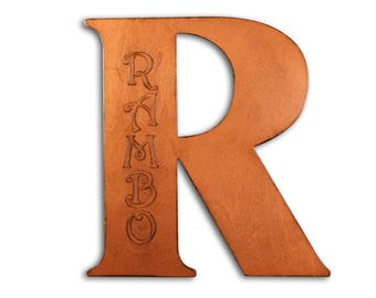 18" Wooden Letter Wall Decor: Distressed Copper Monogram