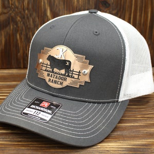 Richardson 112 Trucker Hat: Custom Laser Engraved Metal Patch, Personalized Logo