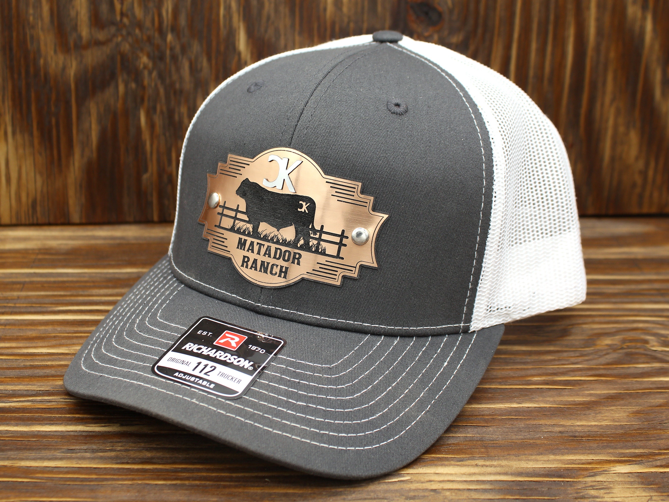Richardson 112 Trucker Hat: Custom Laser Engraved Metal Patch