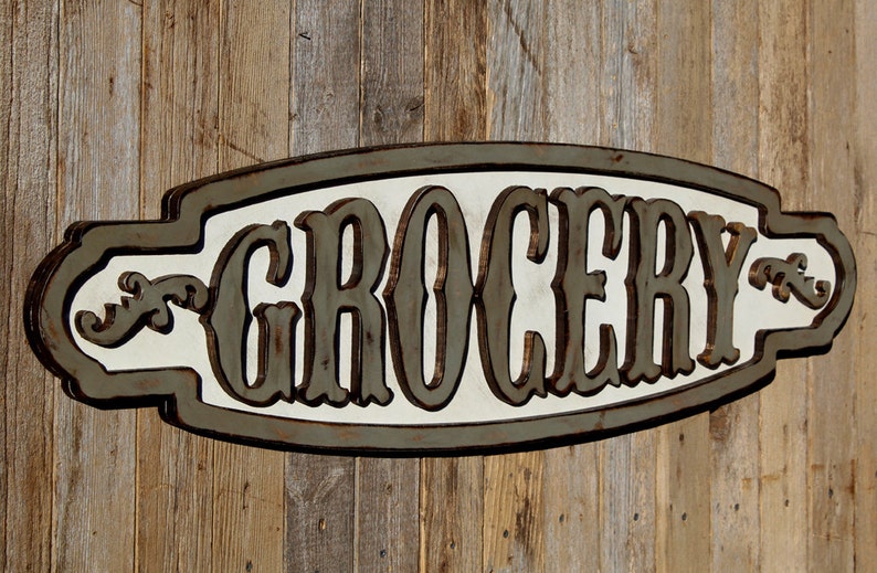 Kitchen Wall Decor Rustic Grocery Sign Vintage Grocery Sign Etsy