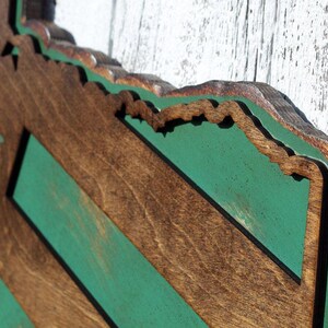 Handmade Texas Sign: Turquoise & Stained Wood, Lone Star State Wall Decor image 4