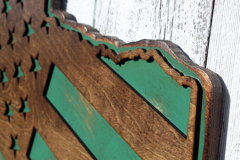 Handmade Texas Sign: Turquoise & Stained Wood, Lone Star State Wall Decor image 4