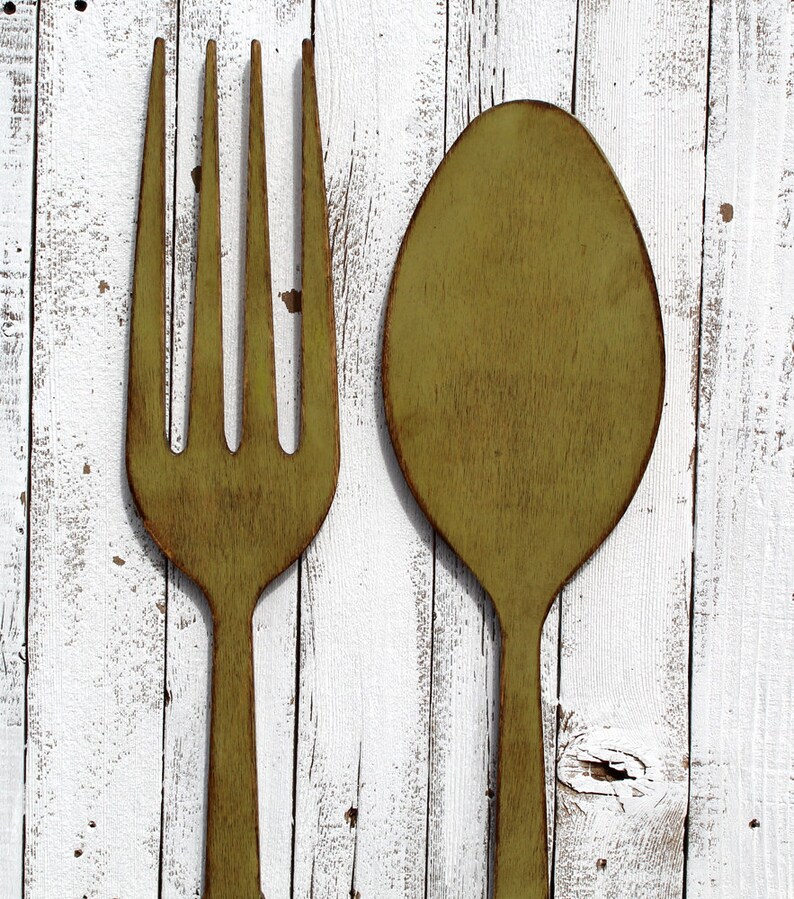 Fork Wall Decor Fork Spoon Art Dining Room Decor Farmhouse Etsy
