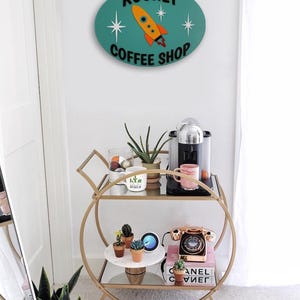 Mid Century Modern Rocket Coffee Shop Sign: Atomic Age Decor image 9