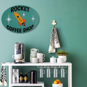 Mid Century Modern Rocket Coffee Shop Sign: Atomic Age Decor image 8