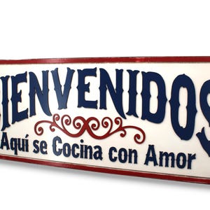 Welcome Cooked With Love Bienvenidos Aquí se Cocina con Amor Kitchen Remodel Kitchen Sign Wood Kitchen Decor Kitchen Sign La Cocina Spanish afbeelding 3