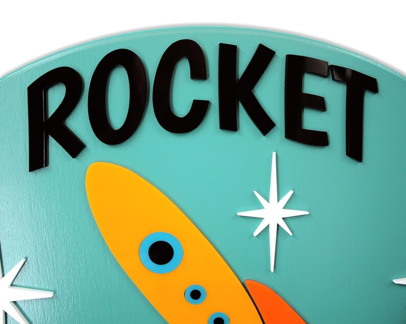 Mid Century Modern Rocket Coffee Shop Sign: Atomic Age Decor image 4