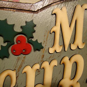 Farmhouse Merry Christmas Wood Sign: Holiday Home Decor (24x13) 画像 2