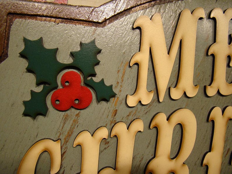 Farmhouse Merry Christmas Wood Sign: Holiday Home Decor (24x13) 画像 2