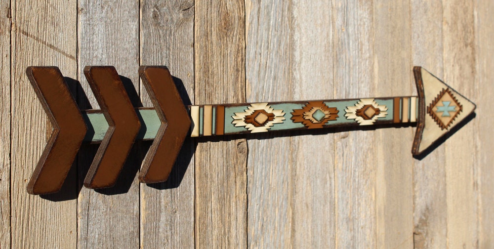 Rustic Arrow Decor Gold Arrow Wall Art Southwest Decor Wooden Etsy