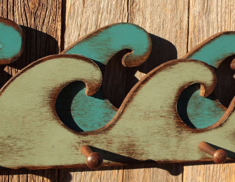 Rustic Ocean Wave Coat Rack Beach Decor Beach Towel Holder Etsy