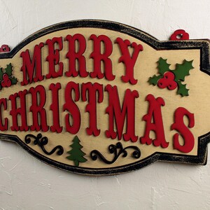 Farmhouse Merry Christmas Wood Sign: Holiday Home Decor (24x13) 画像 5
