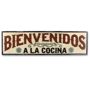 Bienvenidos Cocina Wood Sign: Rustic Mexican Kitchen Decor (36&quot; x 10&quot;)