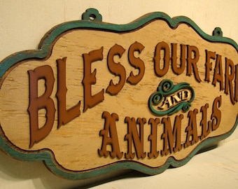 Bless Our Farm Animals Sign: Rustic Vintage Style MDF Decor