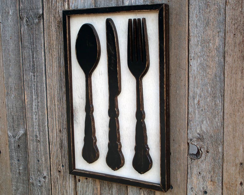 Framed Fork Spoon Apartment Decor Small Fork And Spoon Fork Etsy