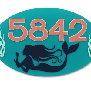 Mermaid House Number Sign: Coastal Acrylic Address