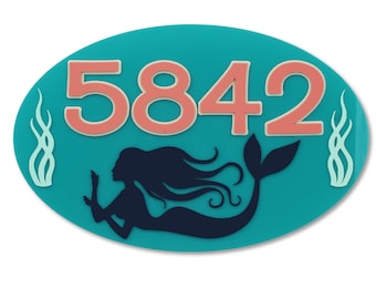 Mermaid House Number Sign: Coastal Acrylic Address