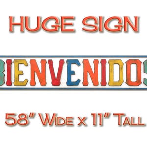 Bienvenidos Sign: Large Colorful Mexican Welcome Decor (58&quot; x 11&quot;)