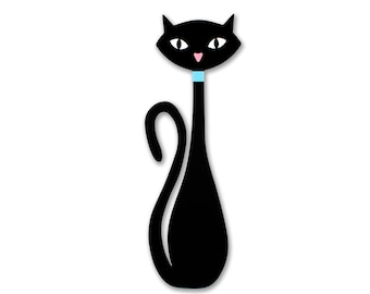 Mid Century Modern Cat Decor: Atomic Retro Kitty (10x29 inches)
