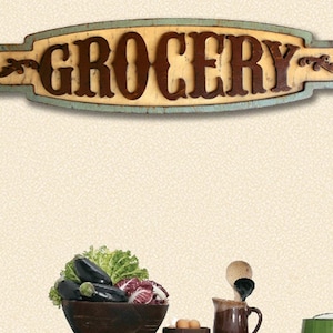 Handmade Wooden Grocery Sign: Shabby Chic Farmhouse Kitchen Decor