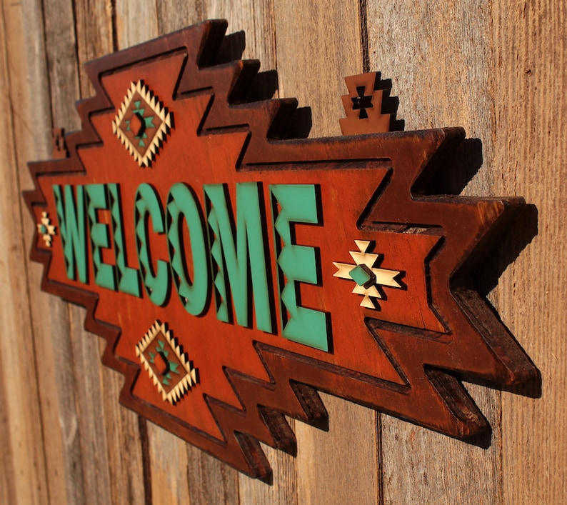 Rustic Welcome Sign Southwestern Welcome Western Welcome Sign Western Decor Southwest Welcome Tribal Decor Southwestern Sign Southwest Decor