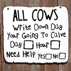 Funny Western Ranch Decor Sign: Calving Cow Hardboard Sign