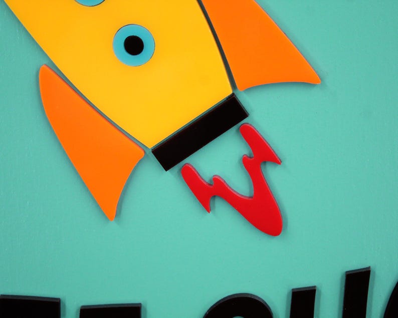 Mid Century Modern Rocket Coffee Shop Sign: Atomic Age Decor image 5