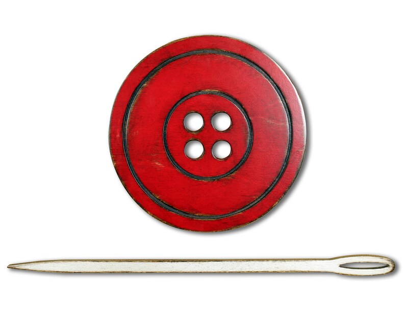 Sewing Room Décor Large Button Needle Giant Button Wooden Etsy