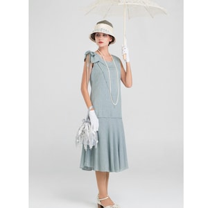 Great Gatsby Dress – Great Gatsby Dresses for Sale     Linen Great Gatsby party dress in grey 1920s flapper dress 20s high tea dress Downton Abbey dress Roaring 20s costume robe annees 1920  AT vintagedancer.com