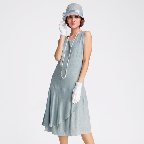 Linen Great Gatsby Party Dress in Grey 1920s Flapper Dress - Etsy