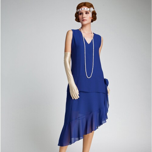 Grey Great Gatsby Dress With Asymmetrical Skirt 1920s Dress - Etsy