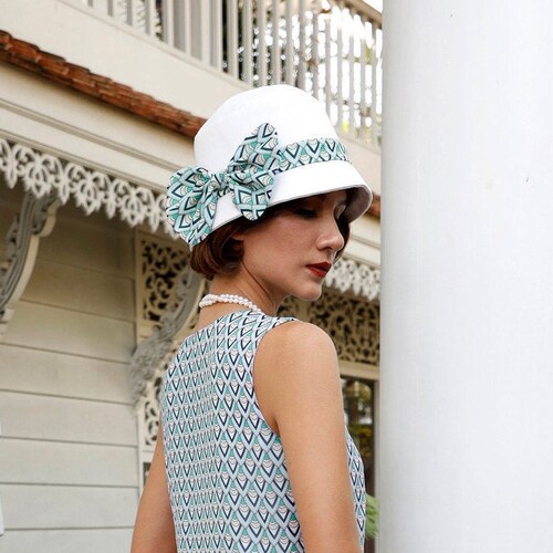 Great Gatsby Hat With Off-white Cotton 