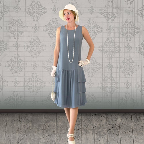 Grey Great Gatsby Dress With Elbow-length Sleeves 1920s - Etsy Canada