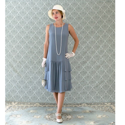 1920s Great Gatsby Dress in Grey With Sweetheart Neckline - Etsy