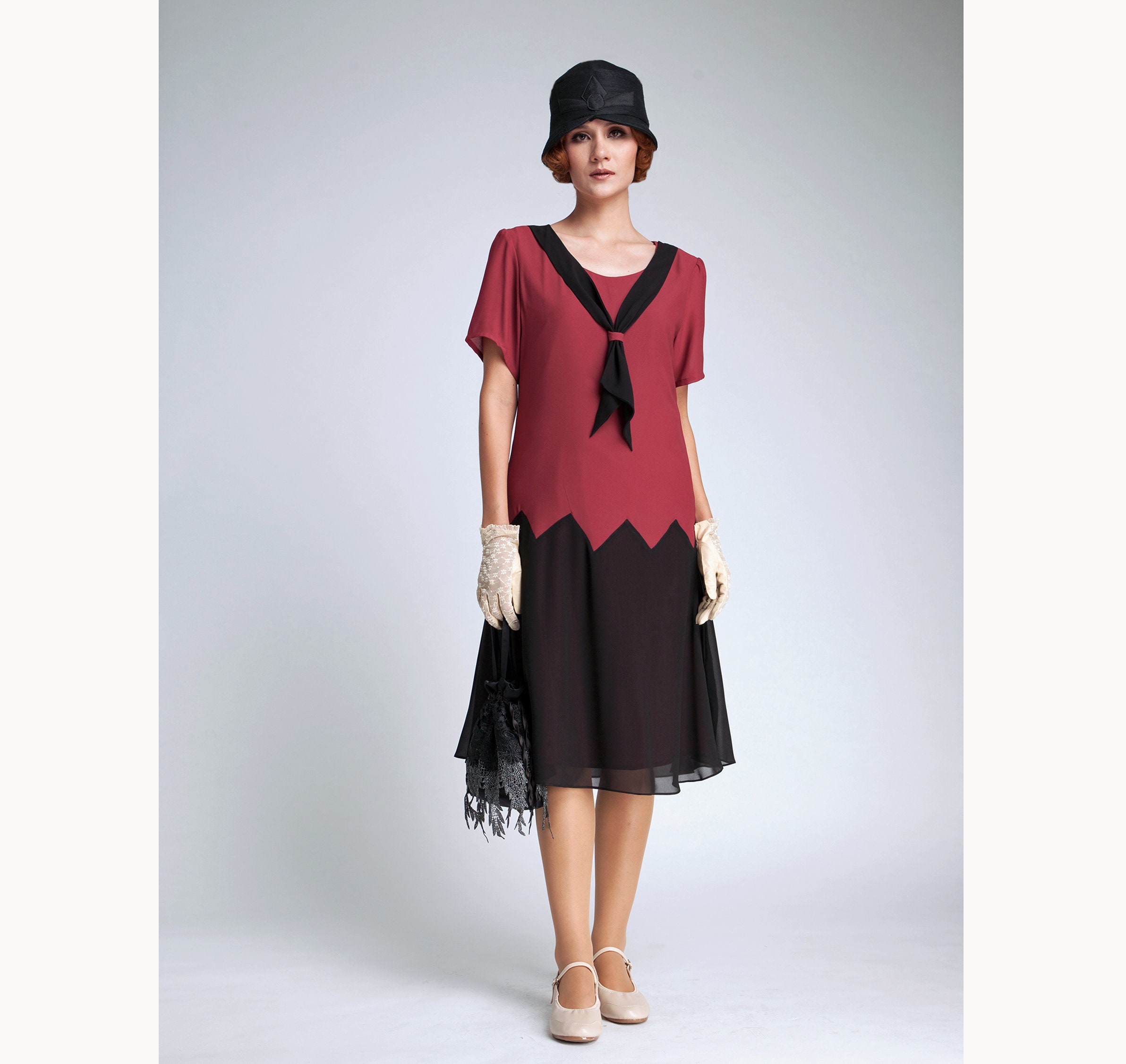 maroon flapper dress