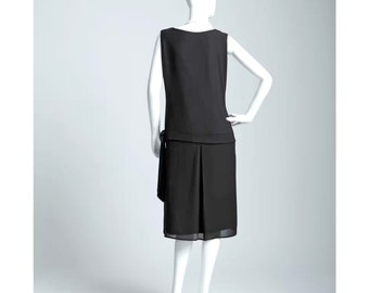 Chanel Vintage Black Lace Tiered Dress Size 36