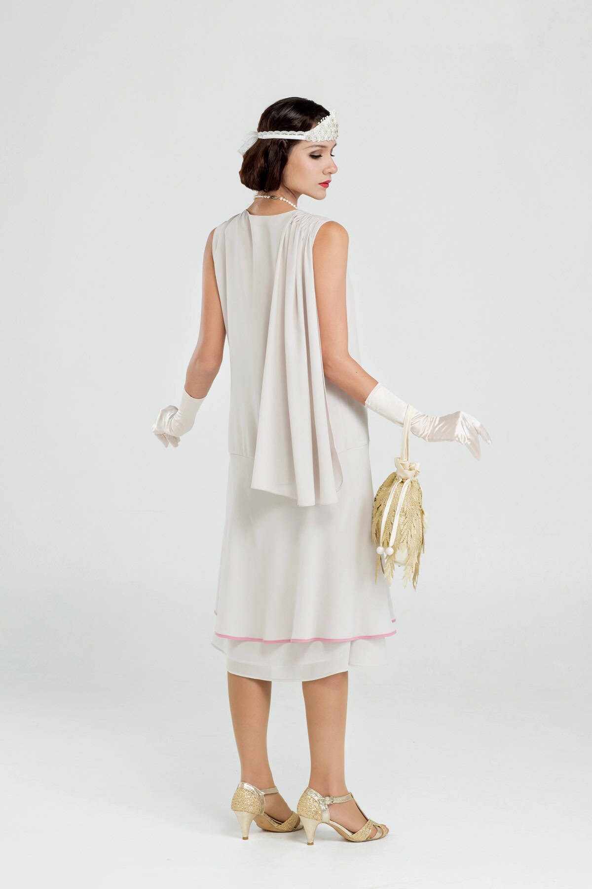 Super Stylish 1920s Chiffon Party Dress in Bleached Linen - Etsy UK