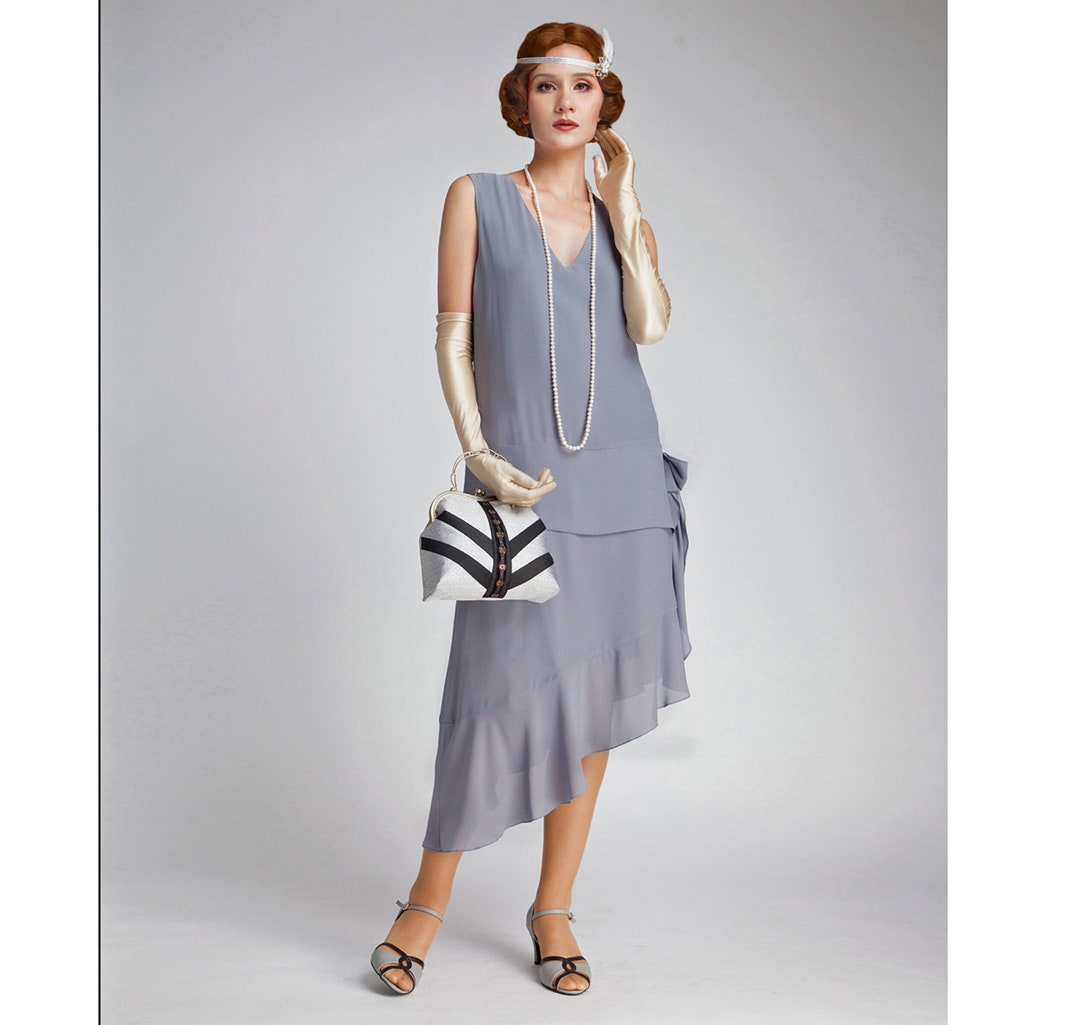 Grey Great Gatsby Dress With Asymmetrical Skirt Hem 1920s - Etsy