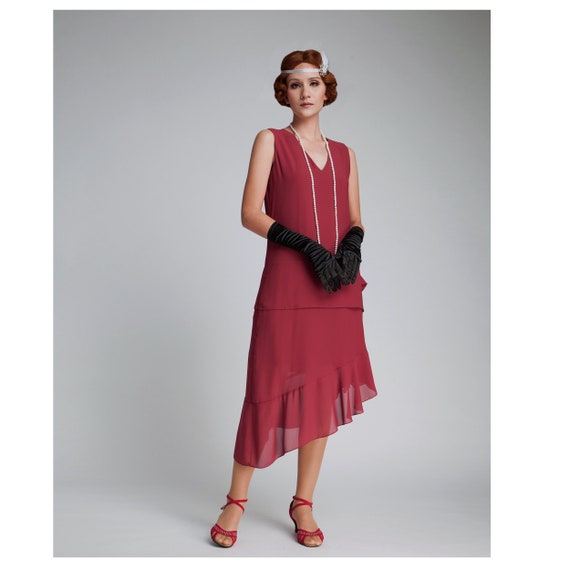 maroon flapper dress