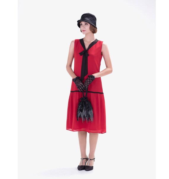 red and black flapper dress