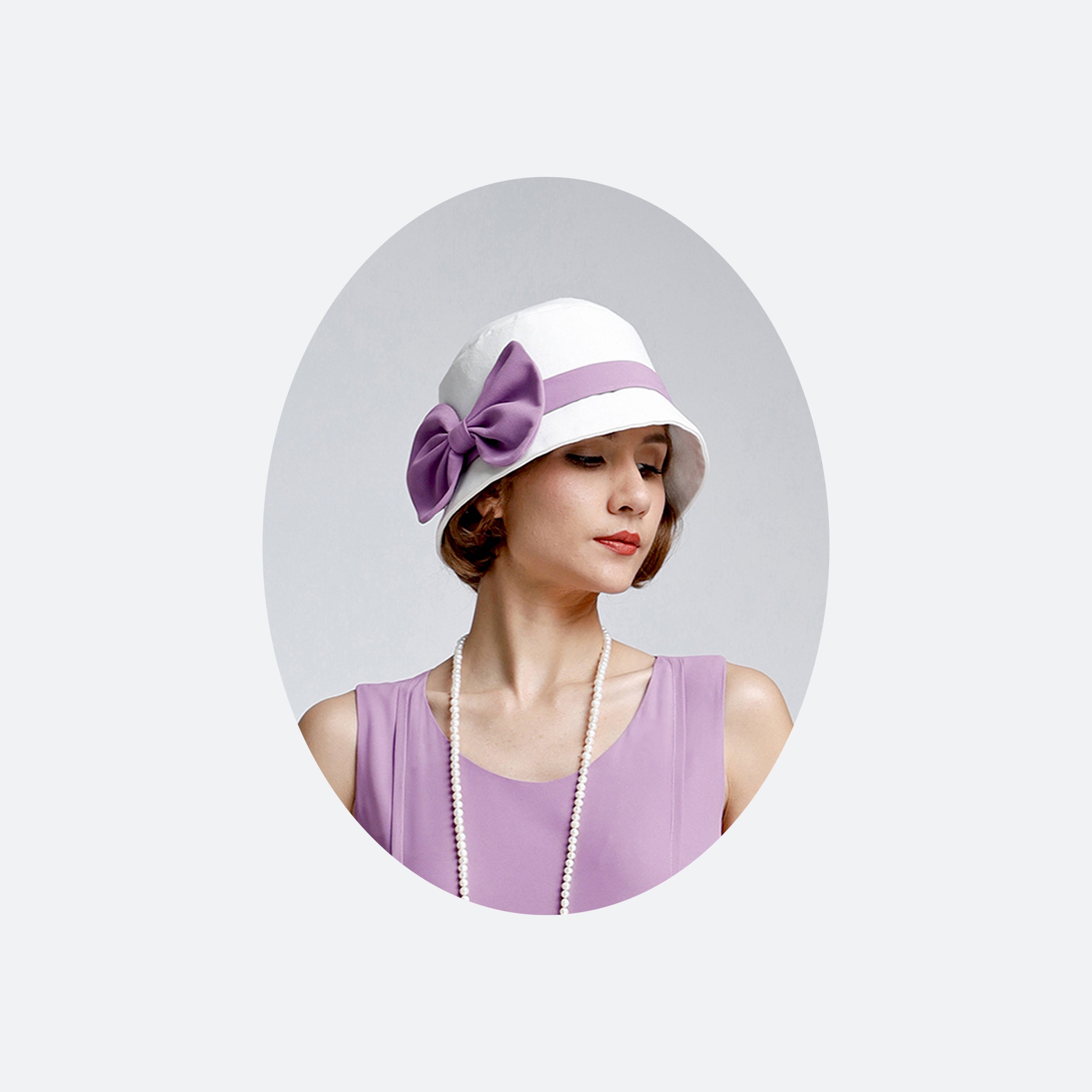 Great Gatsby Hat With Off-white Cotton and Lavender Ribbon - Etsy
