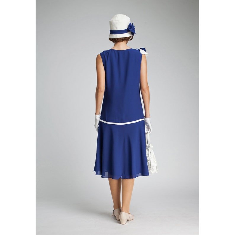 Great Gatsby Dress in Dark Blue and Offwhite 1920 Party Etsy UK