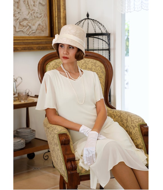 1920s High Tea Dress in Cream With 