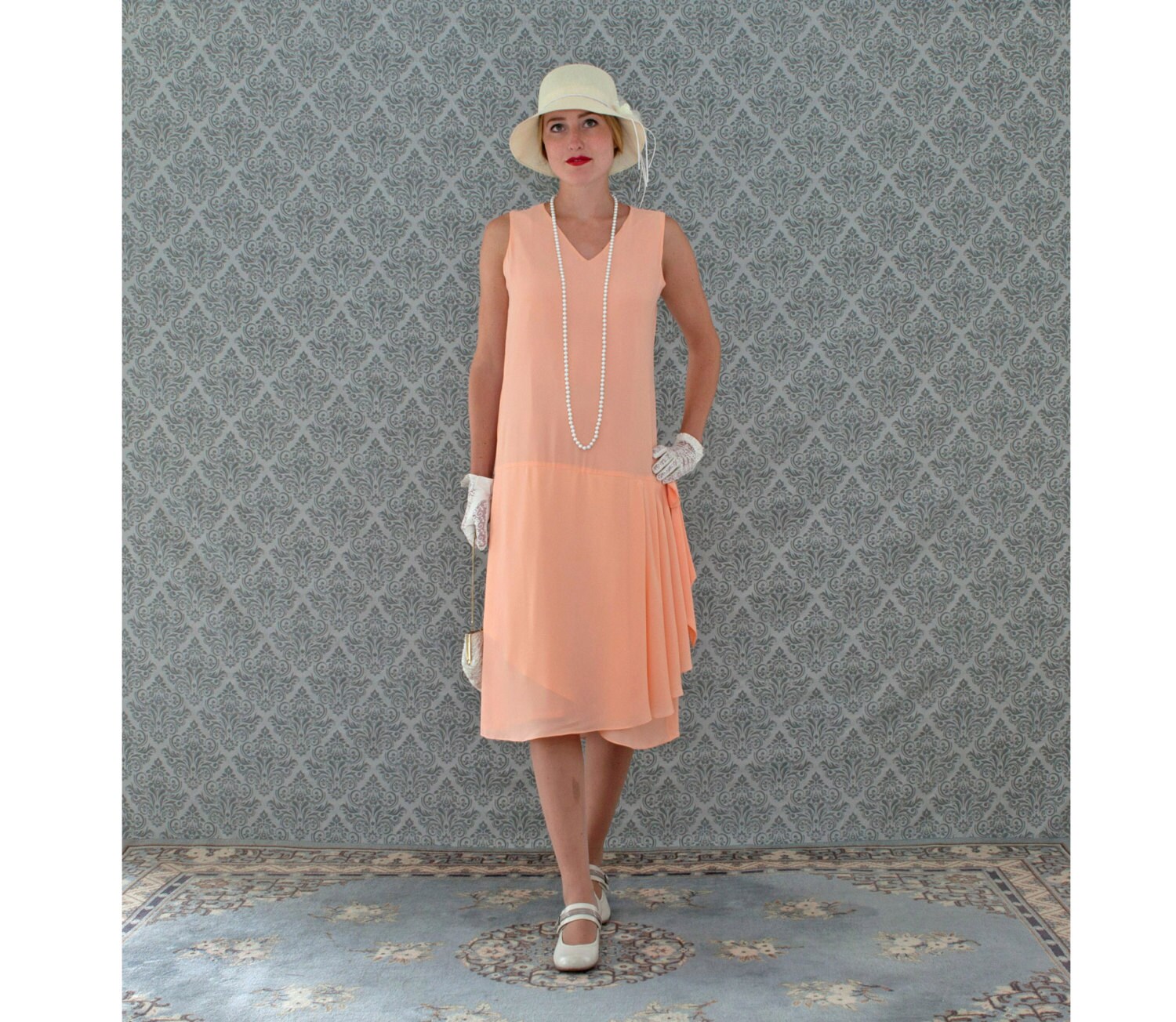 peach flapper dress