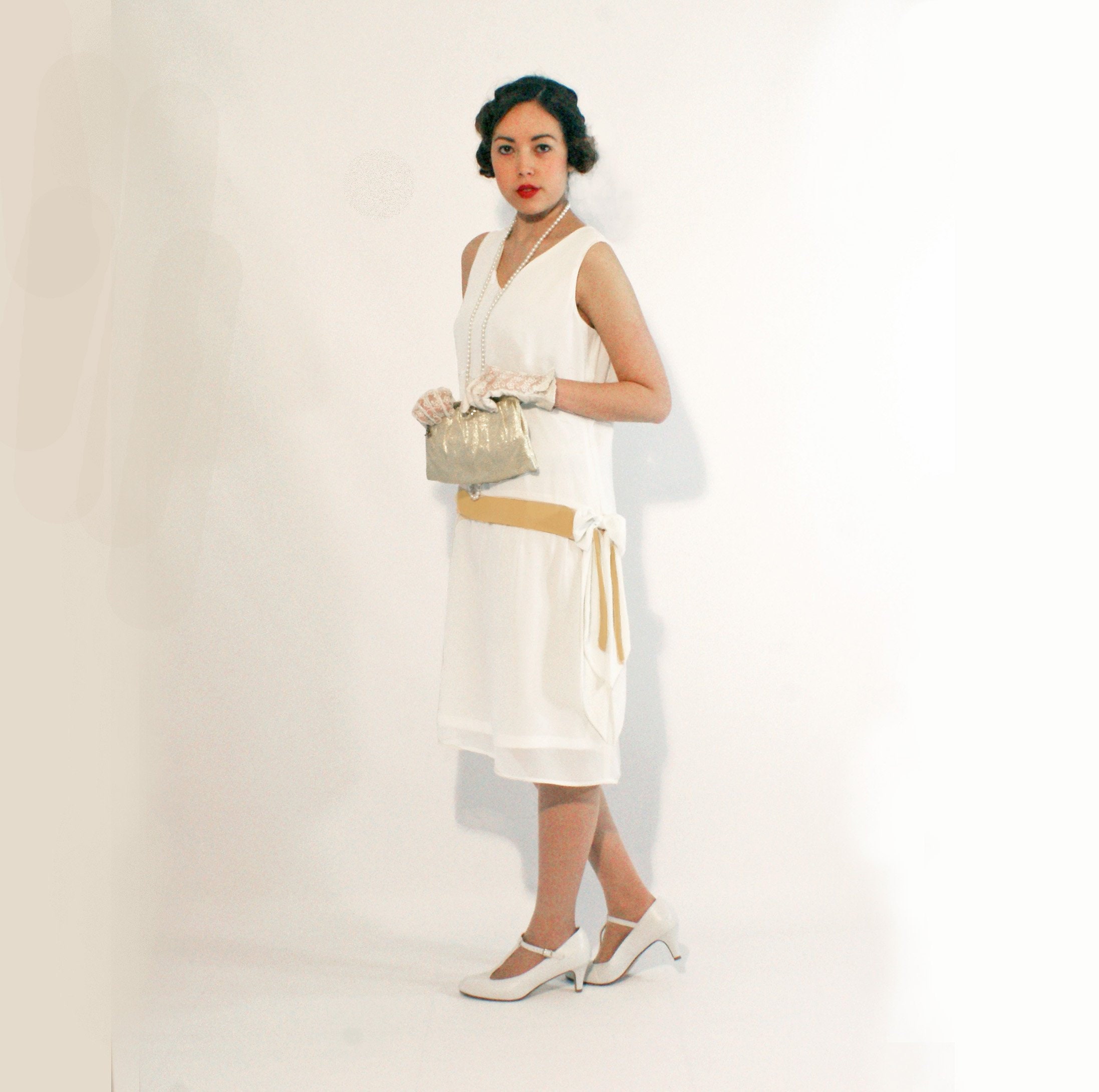 Off-white Flapper Dress With Marigold 