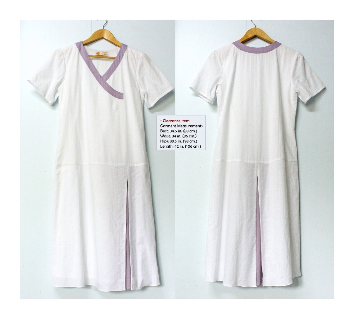 Clearance sales white cotton dress with short sleeves drop | Etsy