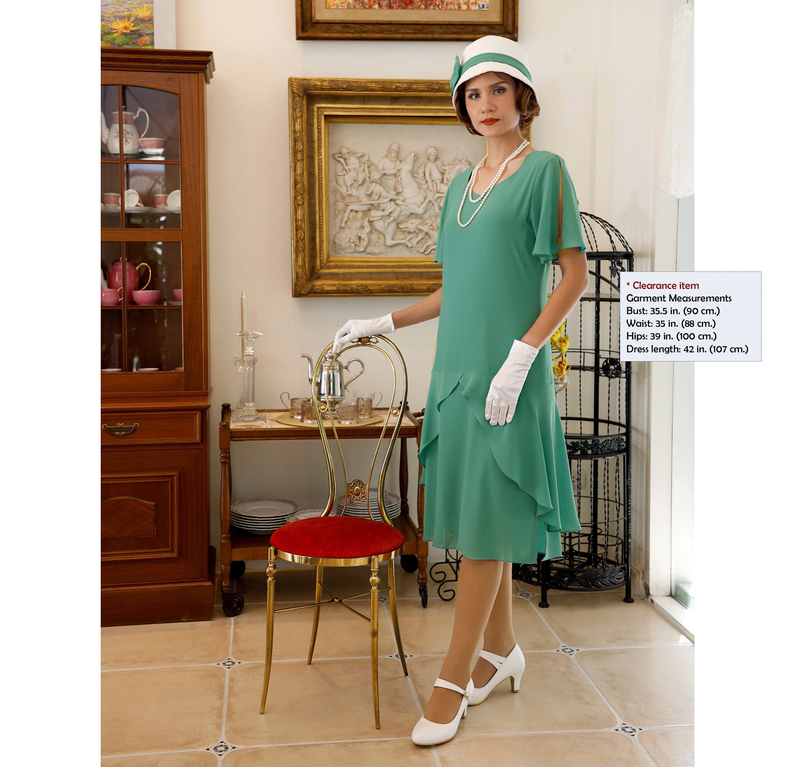 Clearance SALE 1920s Great Gatsby Dress in Sea Green With a - Etsy Singapore