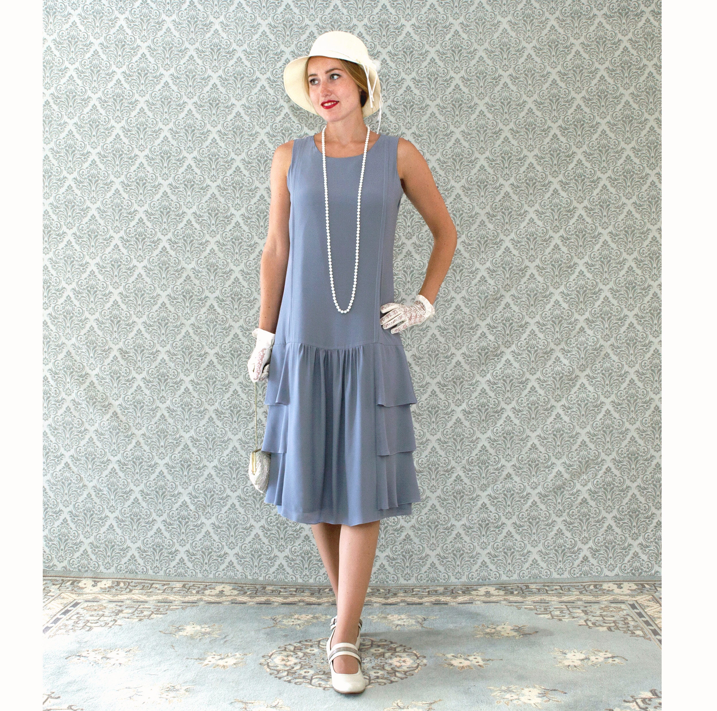 Grey 1920s Drop Waist Dress With Tiered Skirt Great Gatsby - Etsy