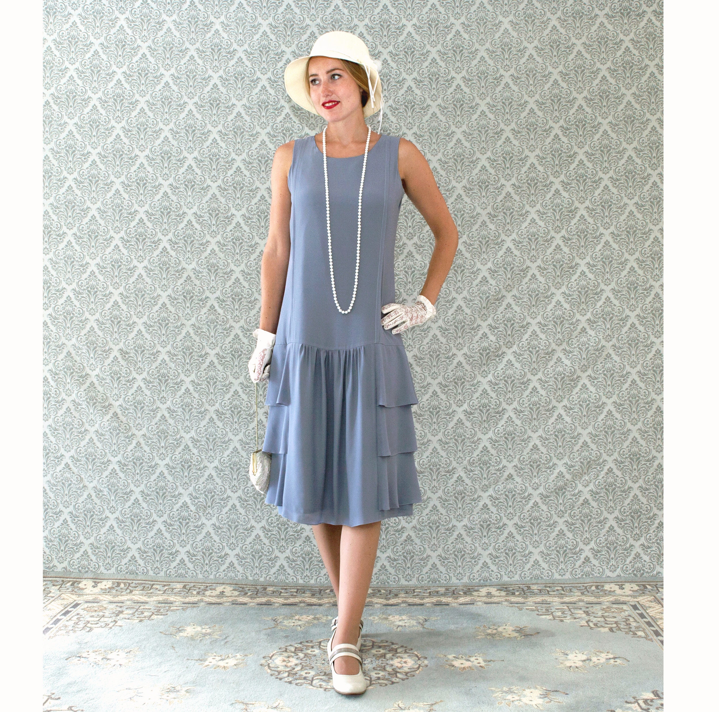 barrer Desesperado Creo que Grey 1920s Drop Waist Dress With Tiered Skirt Great Gatsby - Etsy